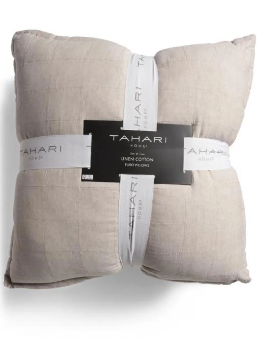 TAHARI HOME set of 2 box pattern euro pillows